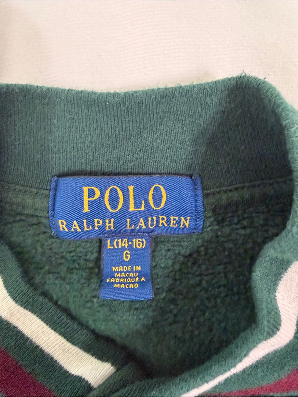 Polo by Ralph Lauren Dark Green baseball Jacket with Stripe Ribbing - Picture 2 of 9